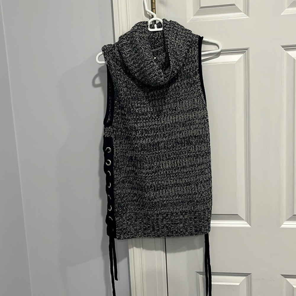 Navy vest with side detail